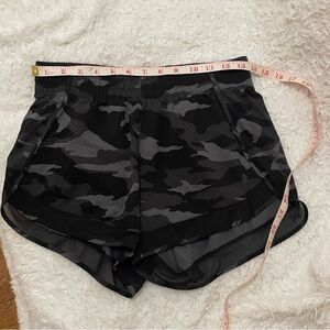 Athleta Black Camouflage Mesh Racer Shorts